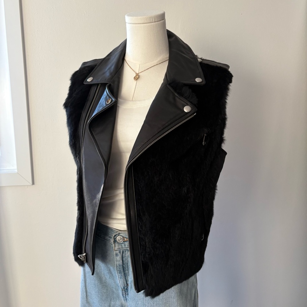 NWOT Rebecca minkoff fur and leather vest